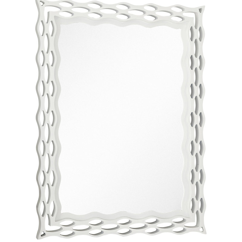 Majestic Mirror Modern Rectangular SemiGloss White Unique Hanging